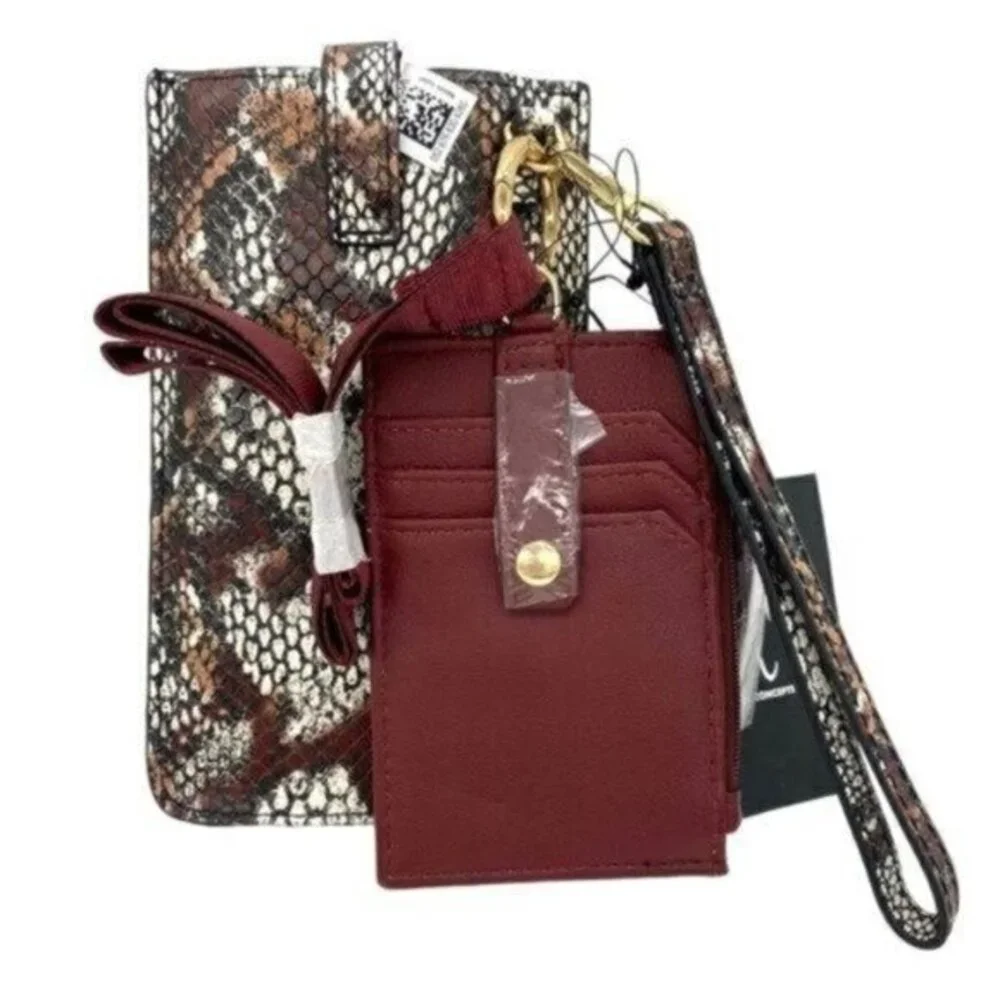 INC International Concepts Womens Ashlii Lanyard Snakeskin Wallet Phone Wristlet